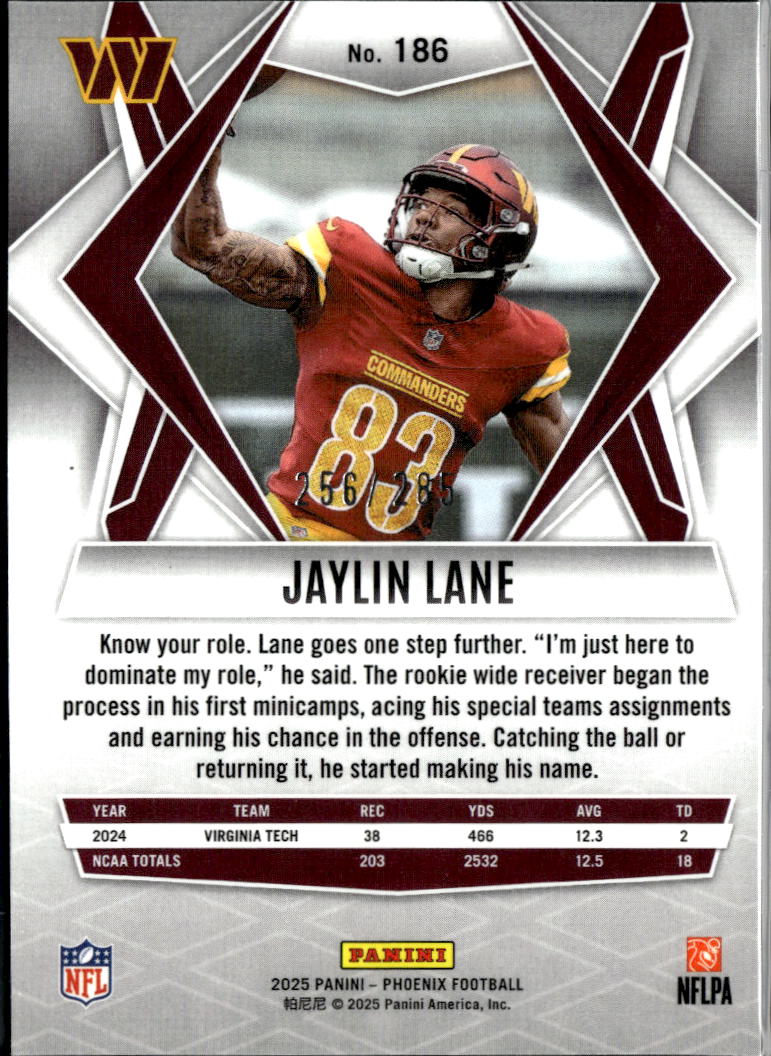 Jaylin Lane 2025 Phoenix RC Green 256/285 Washington Commanders