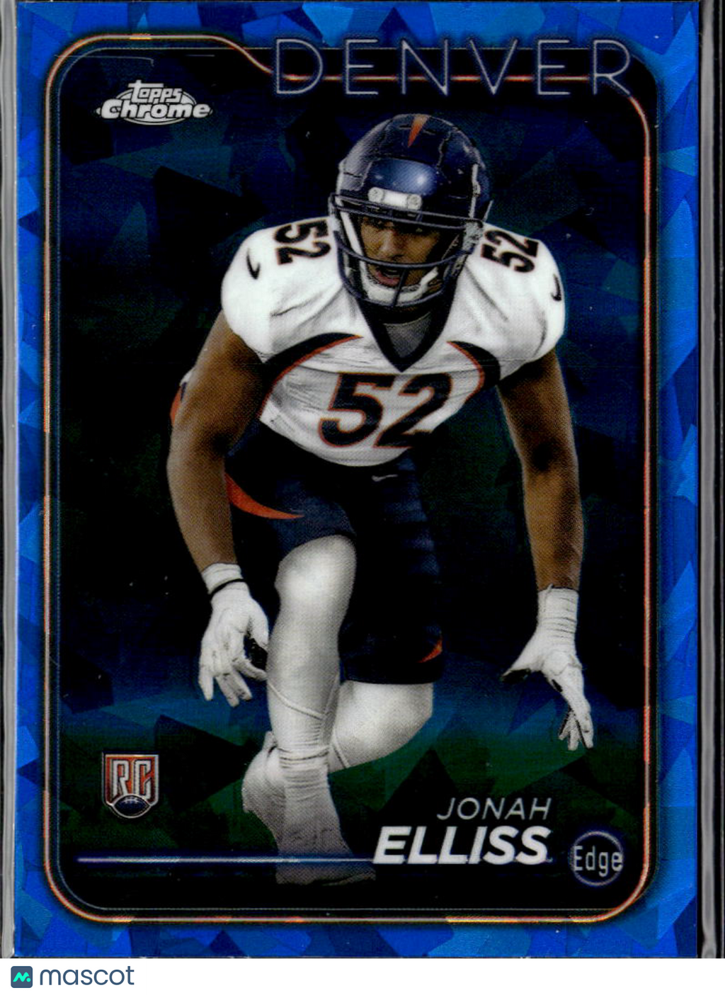 Jonah Elliss 2024 Topps Chrome RC Blue Sapphire Refractor Denver Broncos