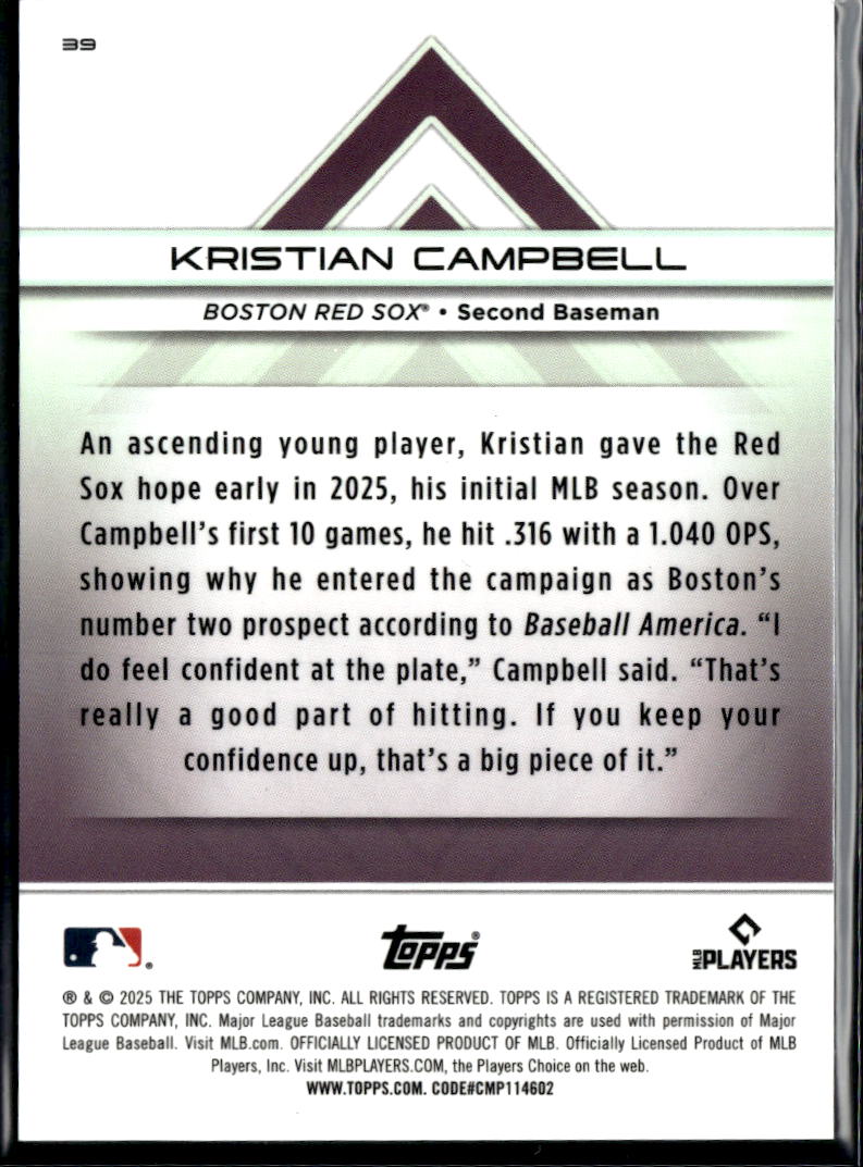 Kristian Campbell 2025 Topps Transcendent RC Boston Red Sox