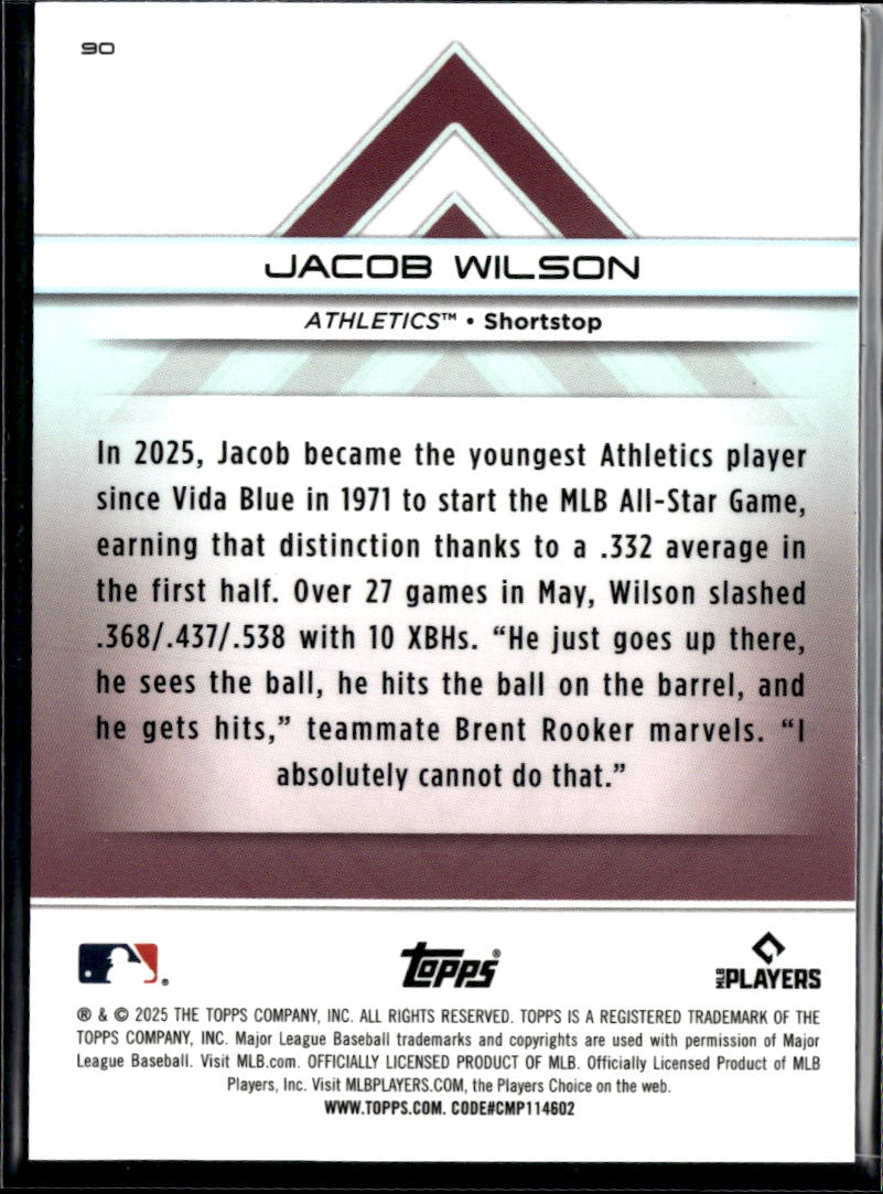 Jacob Wilson 2025 Topps Transcendent Oakland Athletics