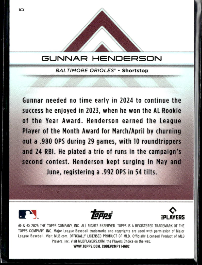 Gunnar Henderson 2025 Topps Transcendent  Baltimore Orioles