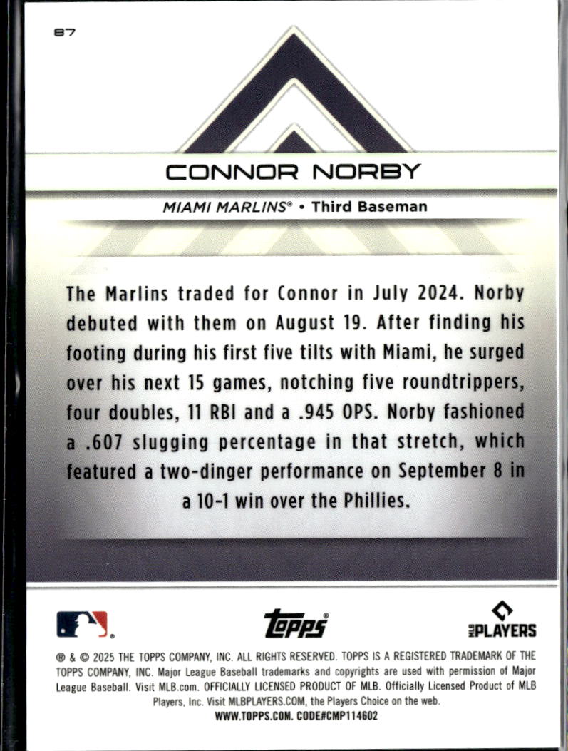 Connor Norby 2025 Topps Transcendent RC Miami Marlins