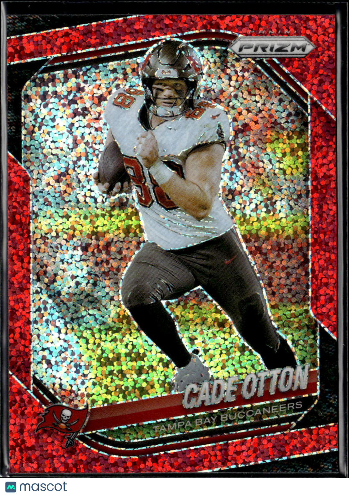 Cade Otton 2025 Panini Prizm Red Sparkle Prizm SSP Tampa Bay Buccaneers
