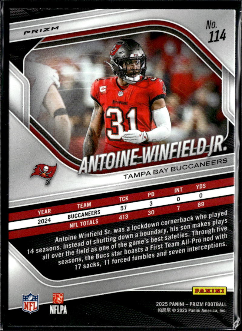 Antoine Winfield Jr. 2025 Prizm Red Sparkle Prizm SSP Tampa Bay Buccaneers