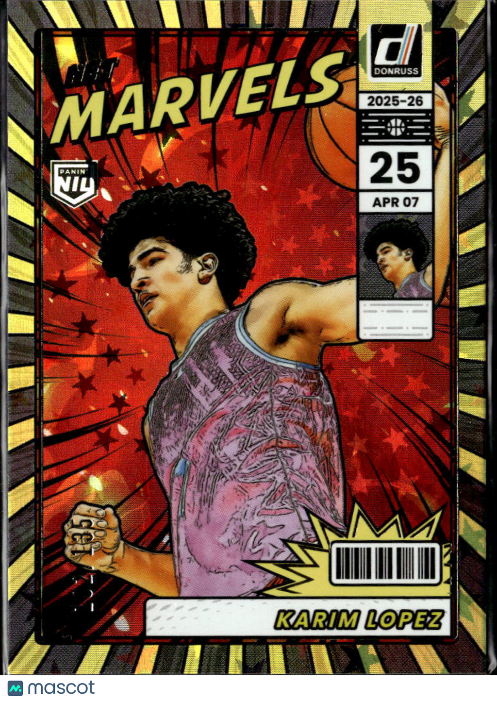 Karim Lopez 2025 Donruss Net Marvels Yellow RC 102/135 Grizzlies