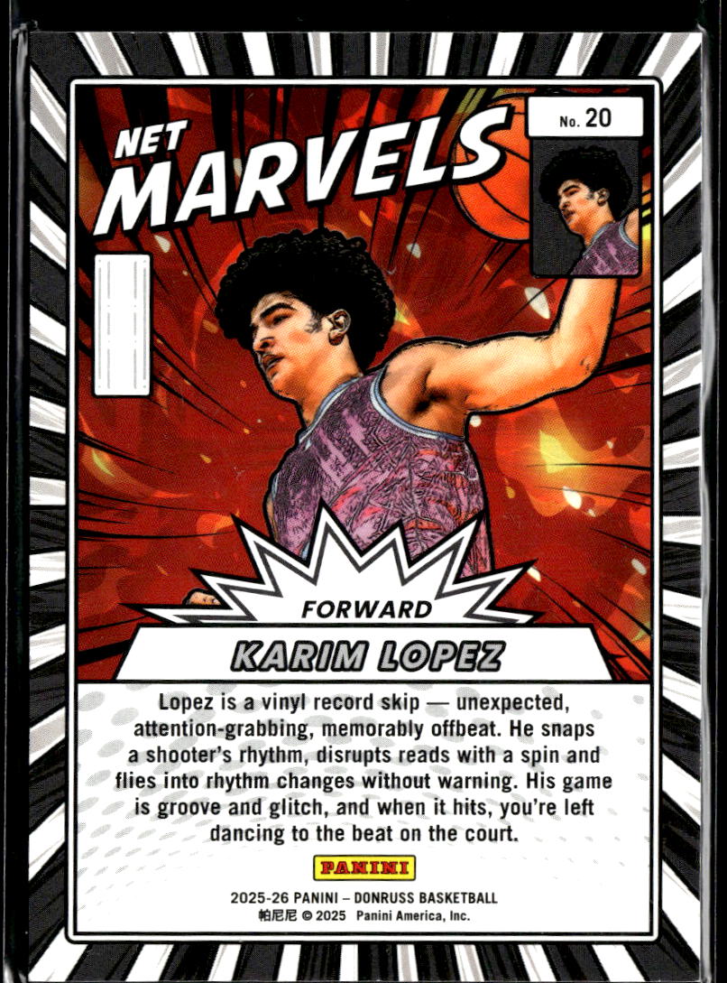 Karim Lopez 2025 Donruss Net Marvels Yellow RC 102/135 Grizzlies