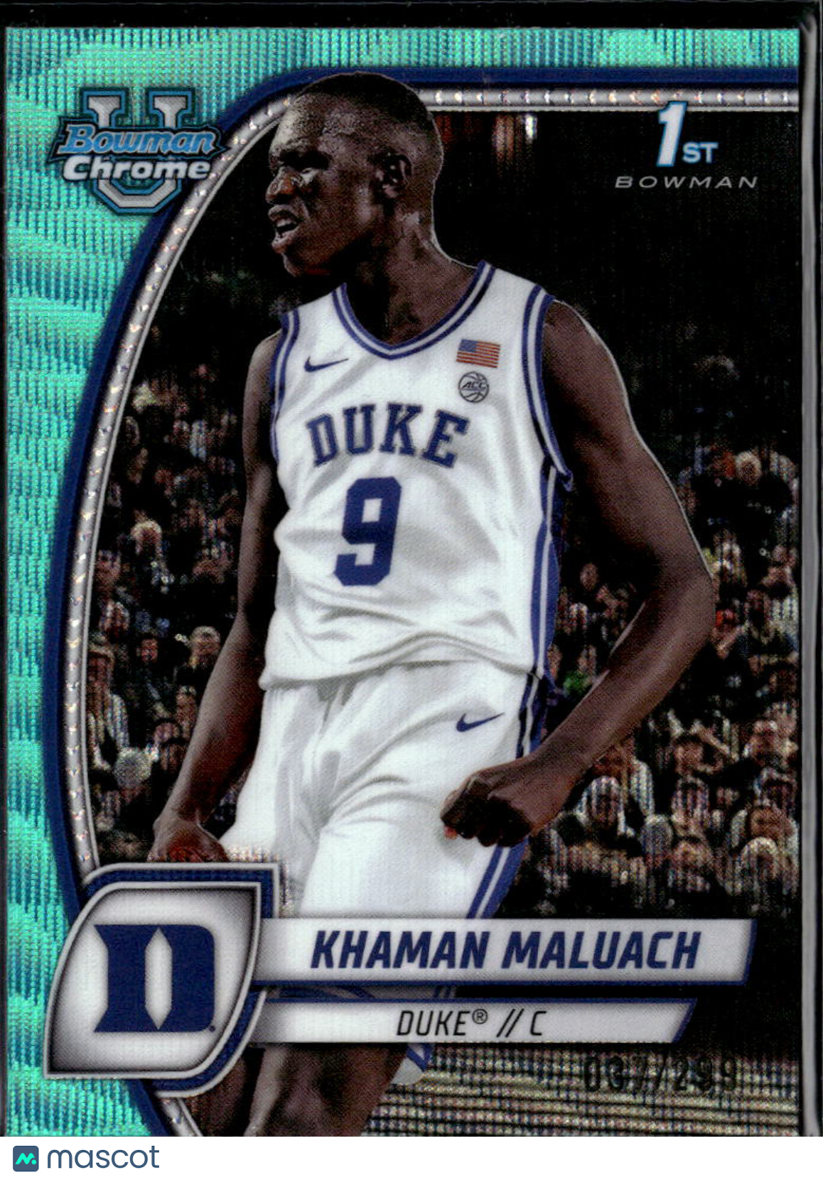 Khaman Maluach 2025 Bowman Chrome /299 Teal Shimmer Suns Duke Blue Devils