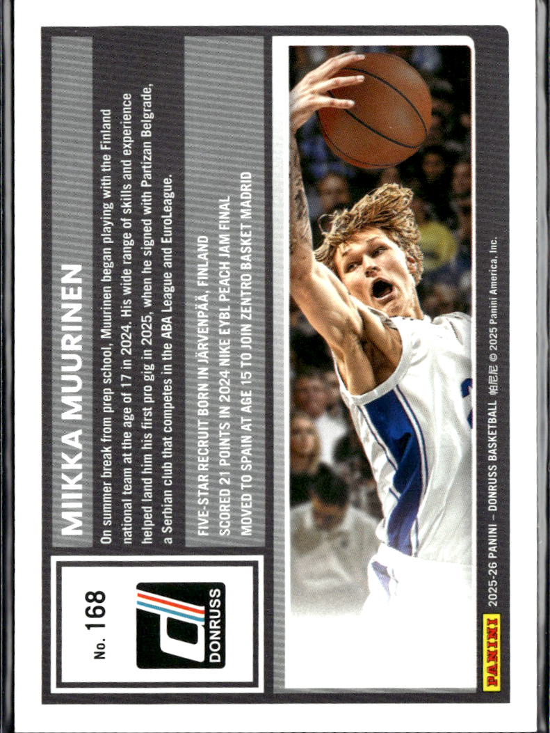 Miikka Muurinen 2025 Panini Donruss Red Laser RC Arkansas 45/125