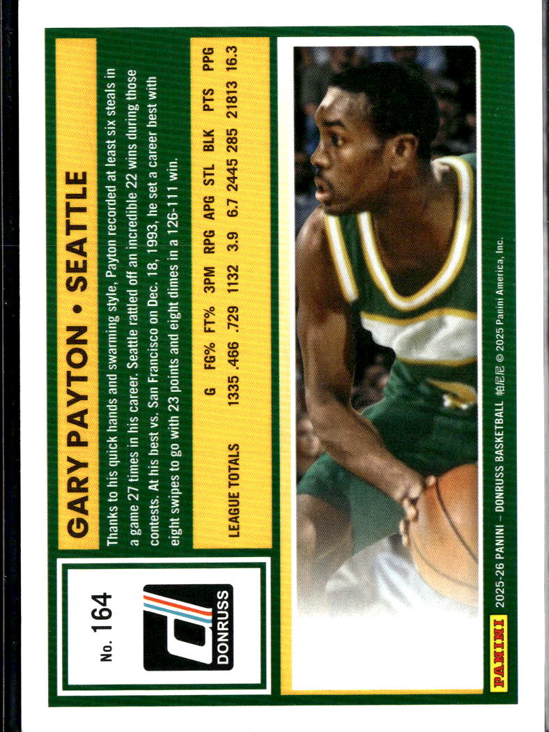Gary Payton 2025 Donruss Blue 50/65 Seattle SuperSonics