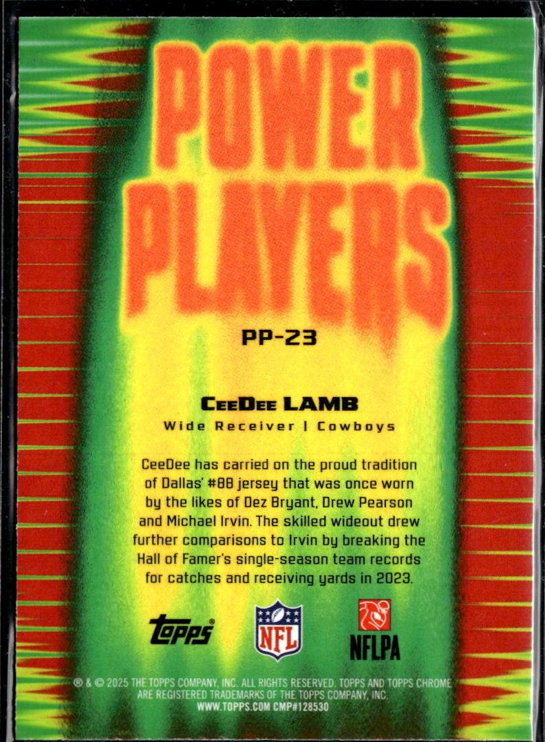 CeeDee Lamb 2025 Topps Chrome Power Players Blue Refractor /150 Dallas Cowboys