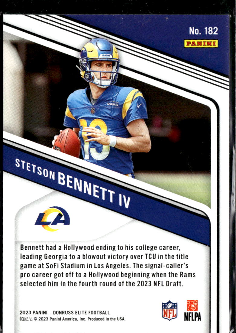 Stetson Bennett IV 2023 Elite RC Status Blue 270/625 Los Angeles Rams