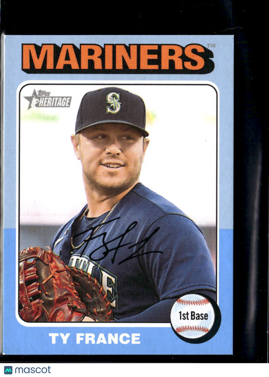 Ty France 2024 Topps Heritage Blue Mini 1/25 Seattle Mariners