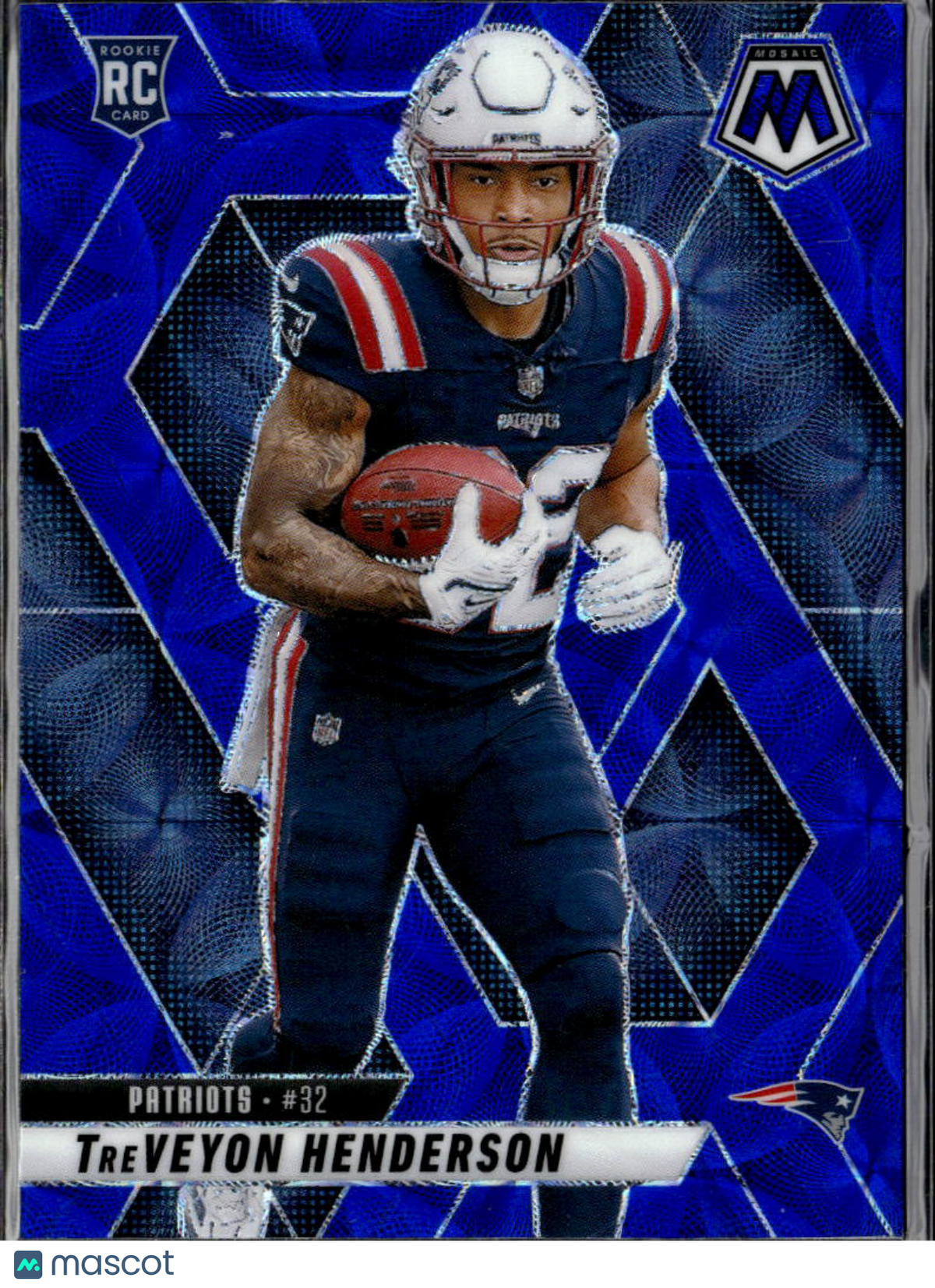 TreVeyon Henderson 2025 Mosaic Blue Scope Prizm Rookie RC New England Patriots