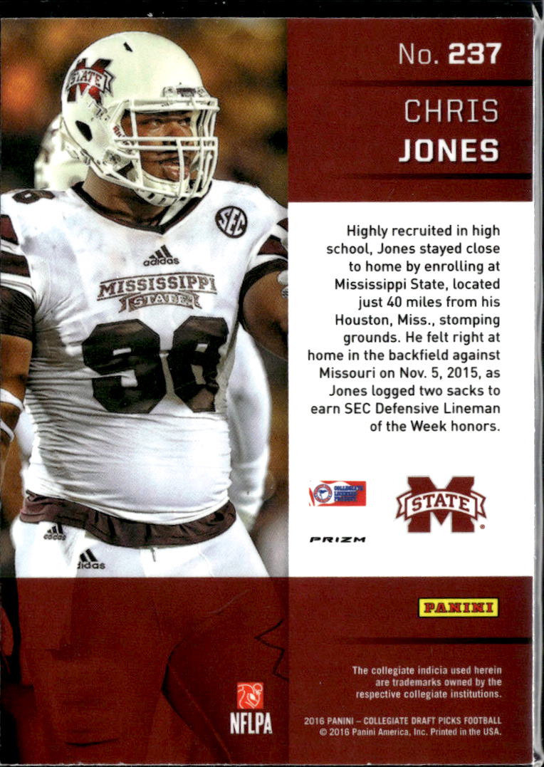 Chris Jones 2016 Prizm  Draft Picks RC Red Prizm Mississippi State Chiefs