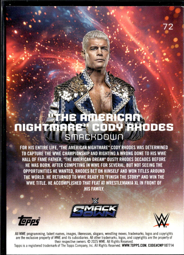 Cody Rhodes 2025 Topps WWE Universe Purple 288/399 SmackDown