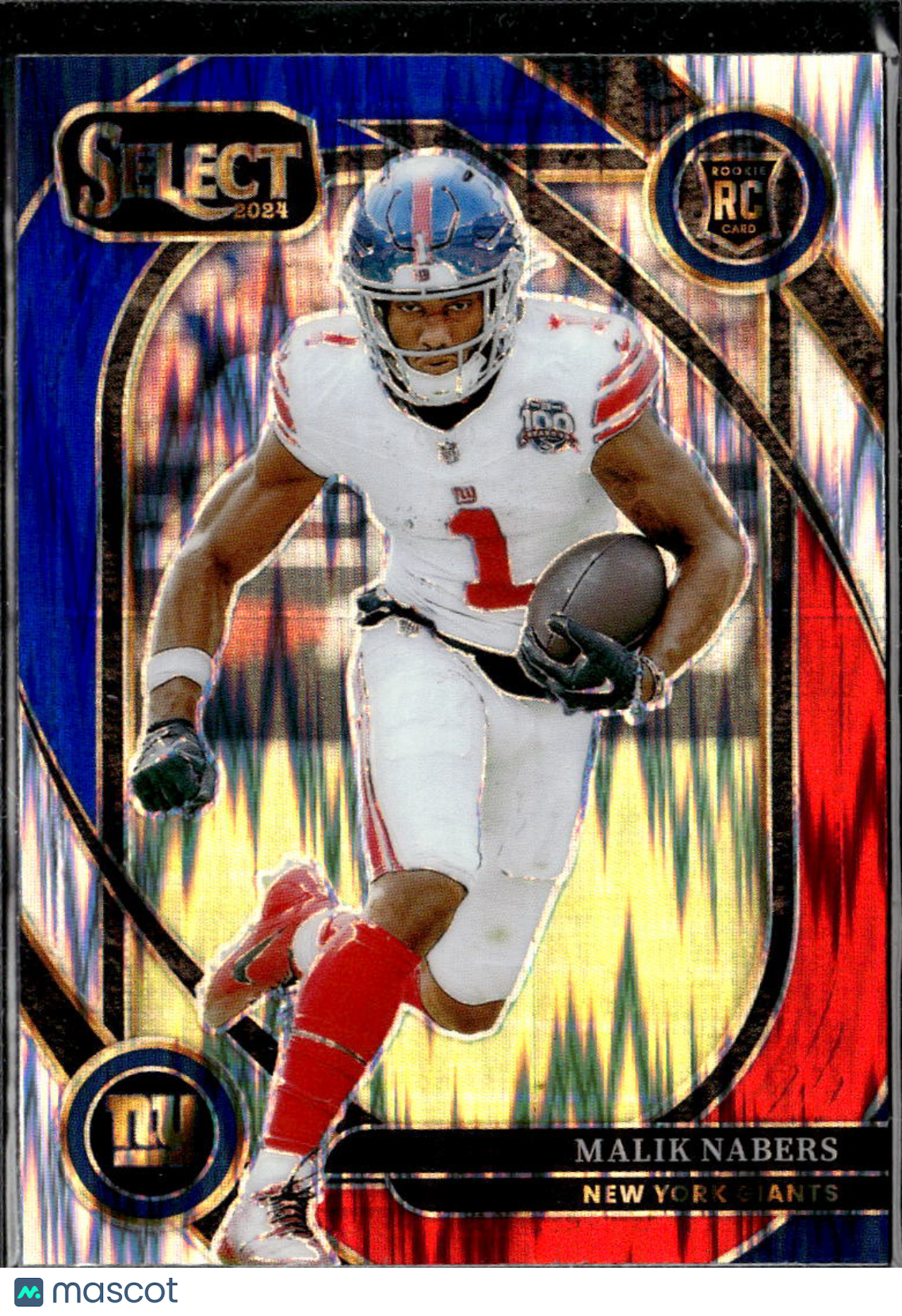 Malik Nabers 2024 Select Club Level Red White Blue Prizm RC New York Giants