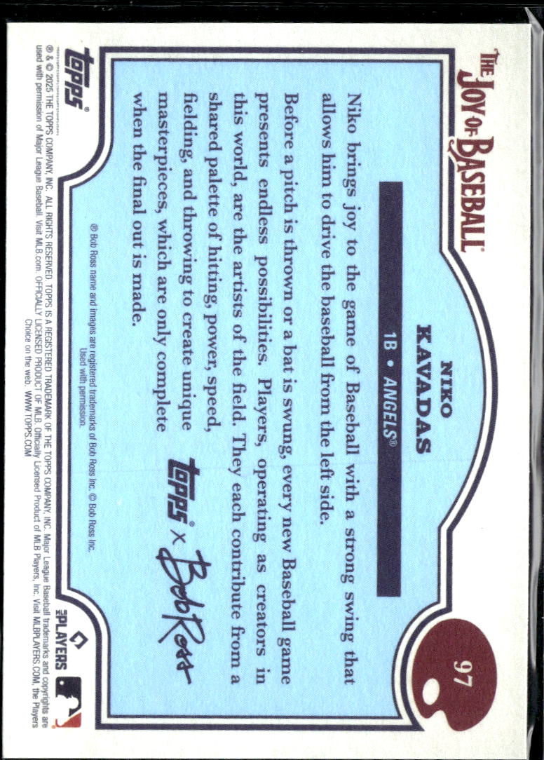 Niko Kavadas 2025 Topps Bob Ross The Joy of Baseball RC Los Angeles Angels