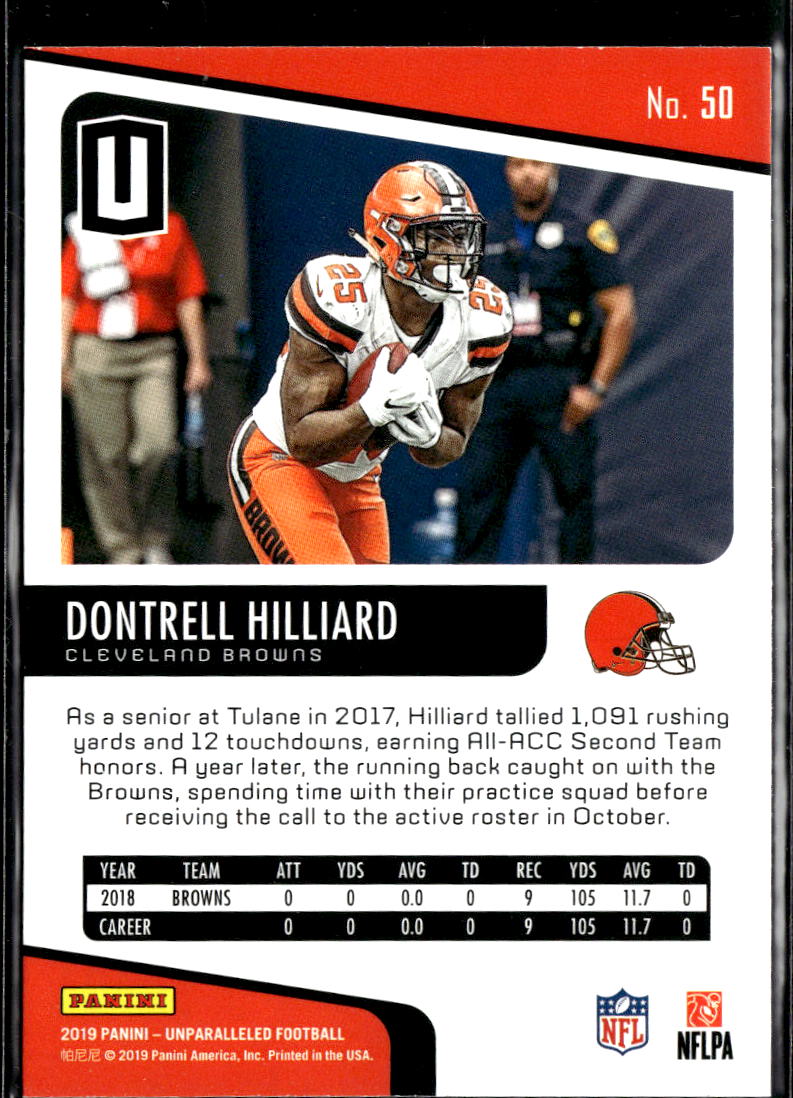 Dontrell Hilliard 2019 Panini Unparalleled RC Rookie Cleveland Browns