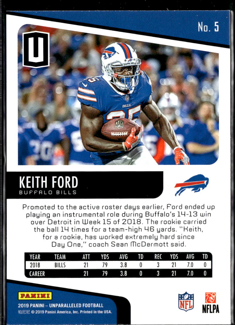Keith Ford 2019 Panini Unparalleled RC Rookie Buffalo Bills