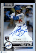 Justin Dean 2026 Topps Chrome Auto Autograph RC 176/499 Los Angeles Dodgers