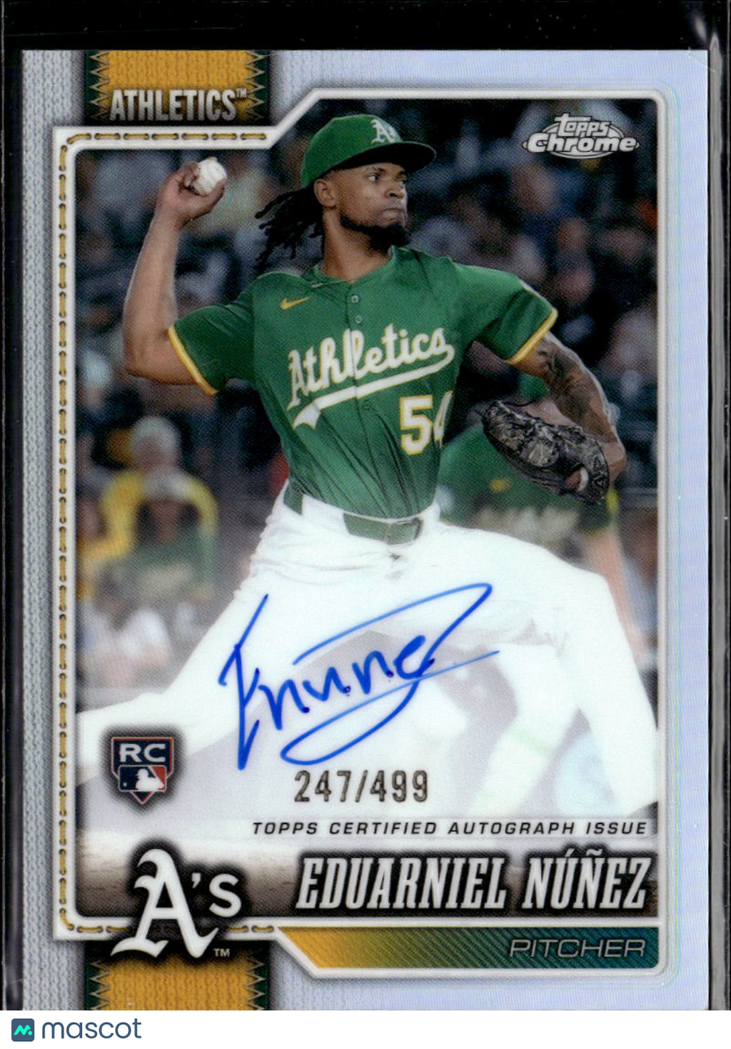 Eduarniel Nunez 2026 Topps Chrome Auto Autograph RC 247/499 Oakland Athletics