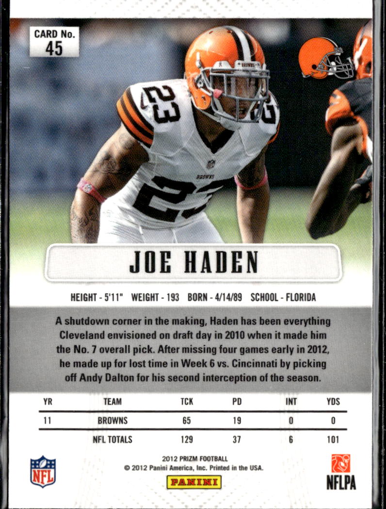 Joe Haden 2012 Panini Prizm 1st Year Prizm Cleveland Browns