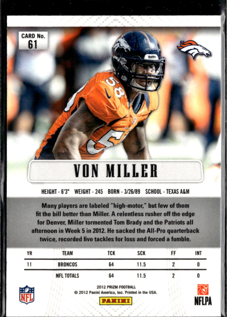 Von Miller 2012 Panini Prizm 1st Year Prizm Denver Broncos