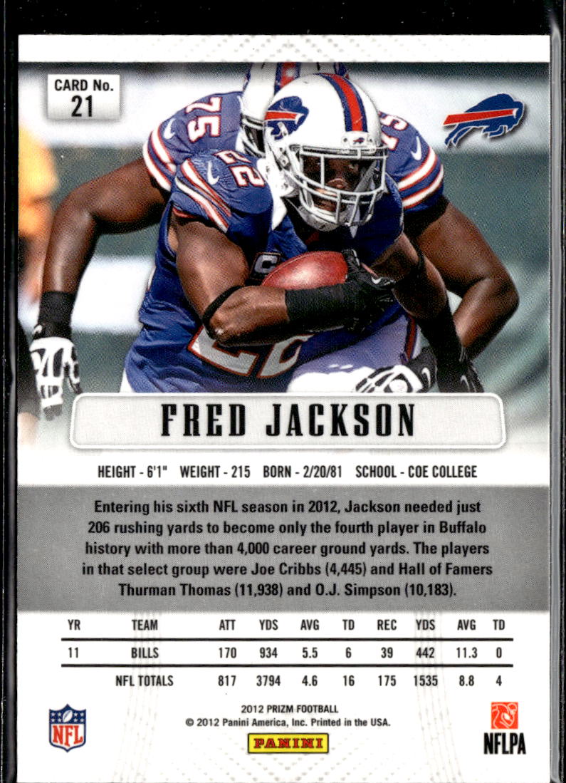 Fred Jackson 2012 Panini Prizm 1st Year Prizm Buffalo Bills