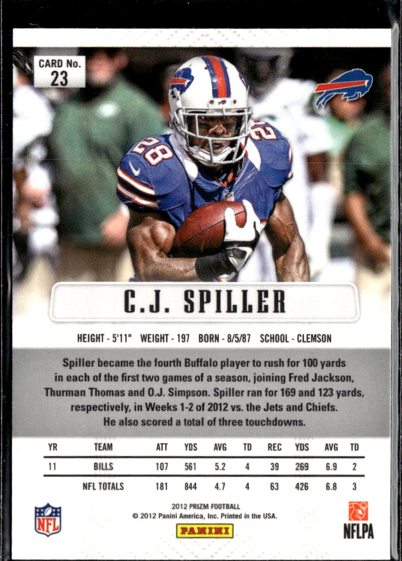 C.J. Spiller 2012 Panini Prizm 1st Year Prizm Buffalo Bills
