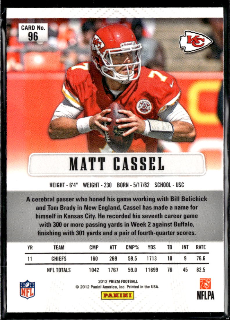 Matt Cassel 2012 Panini Prizm 1st Year Prizm Kansas City Chiefs