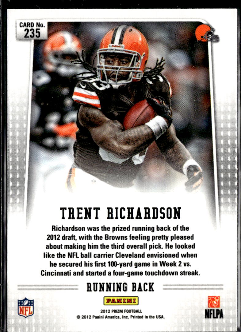 Trent Richardson 2012 Panini Prizm RC 1st Year Prizm Cleveland Browns