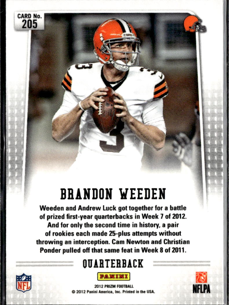 Brandon Weeden 2012 Panini Prizm RC 1st Year Prizm Cleveland Browns