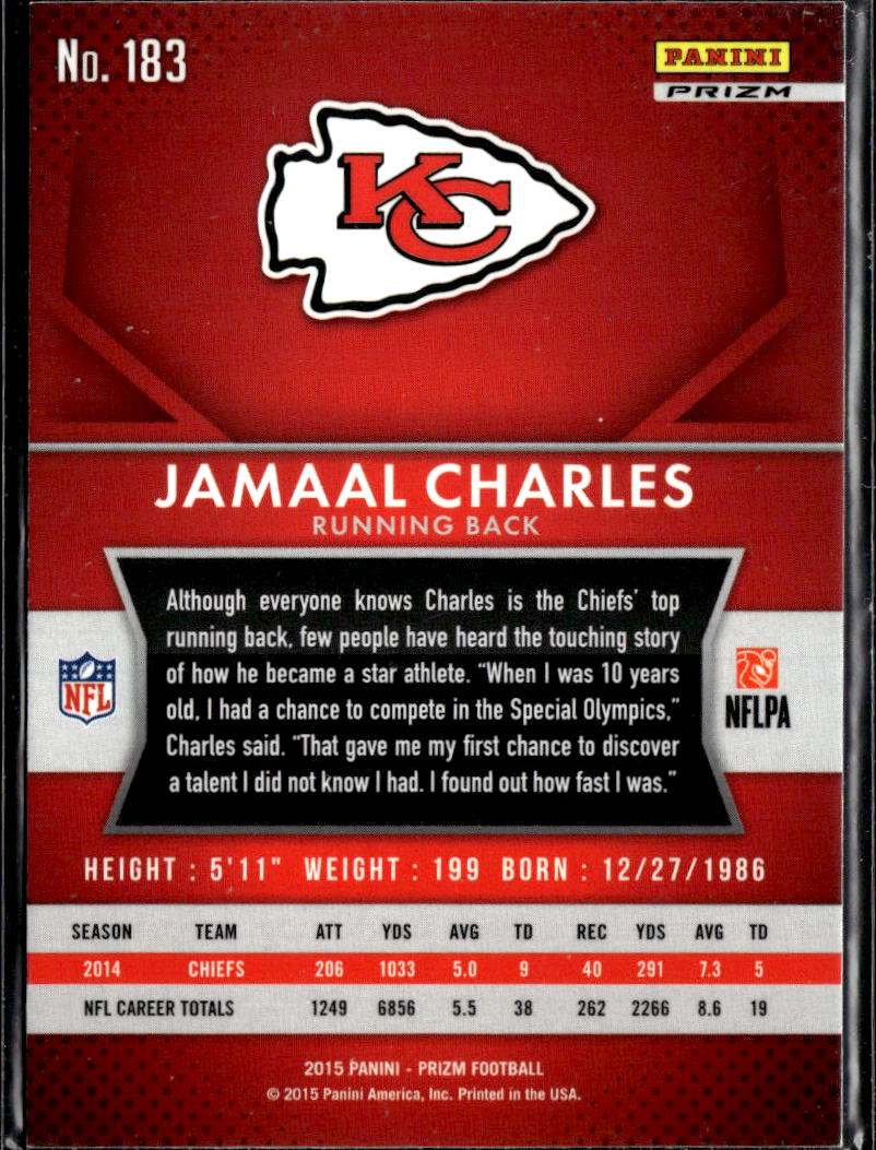 Jamaal Charles 2015 Panini Prizm Silver Prizm Kansas City Chiefs