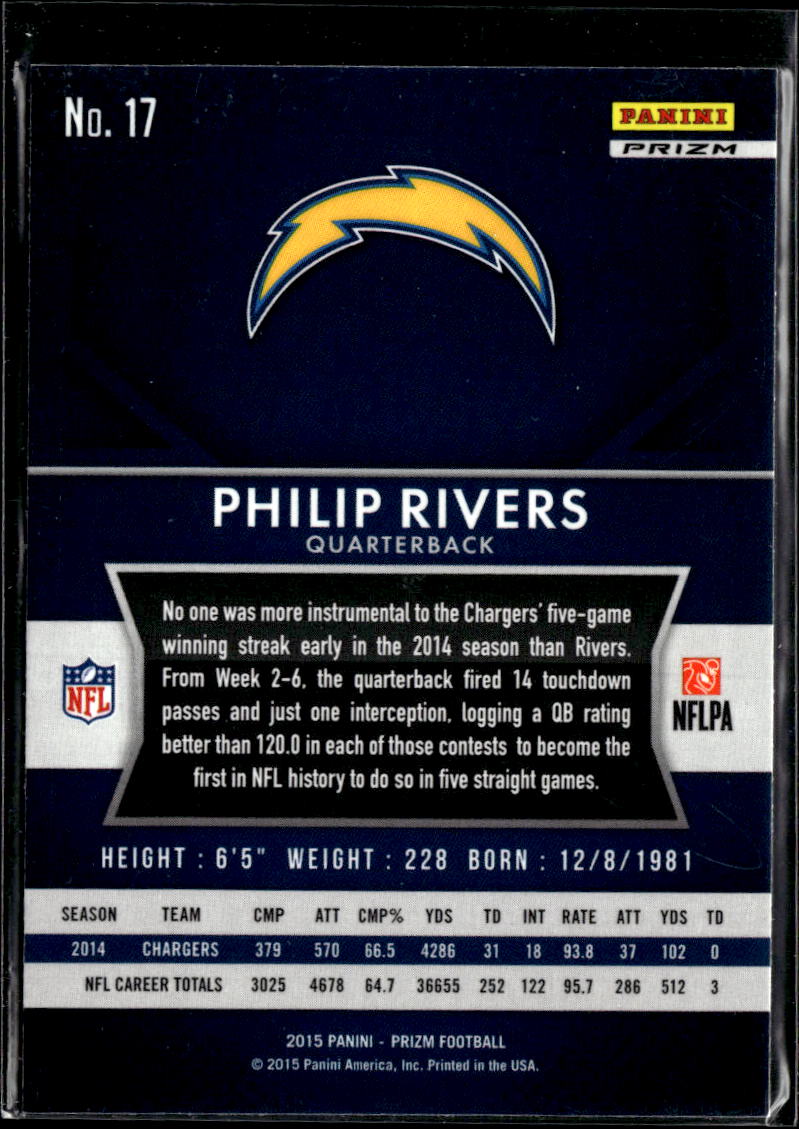 Philip Rivers 2015 Panini Prizm Silver Prizm San Diego Chargers