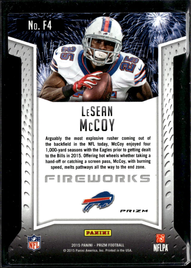 LeSean McCoy 2015 Panini Prizm Fireworks Silver Prizm Buffalo Bills