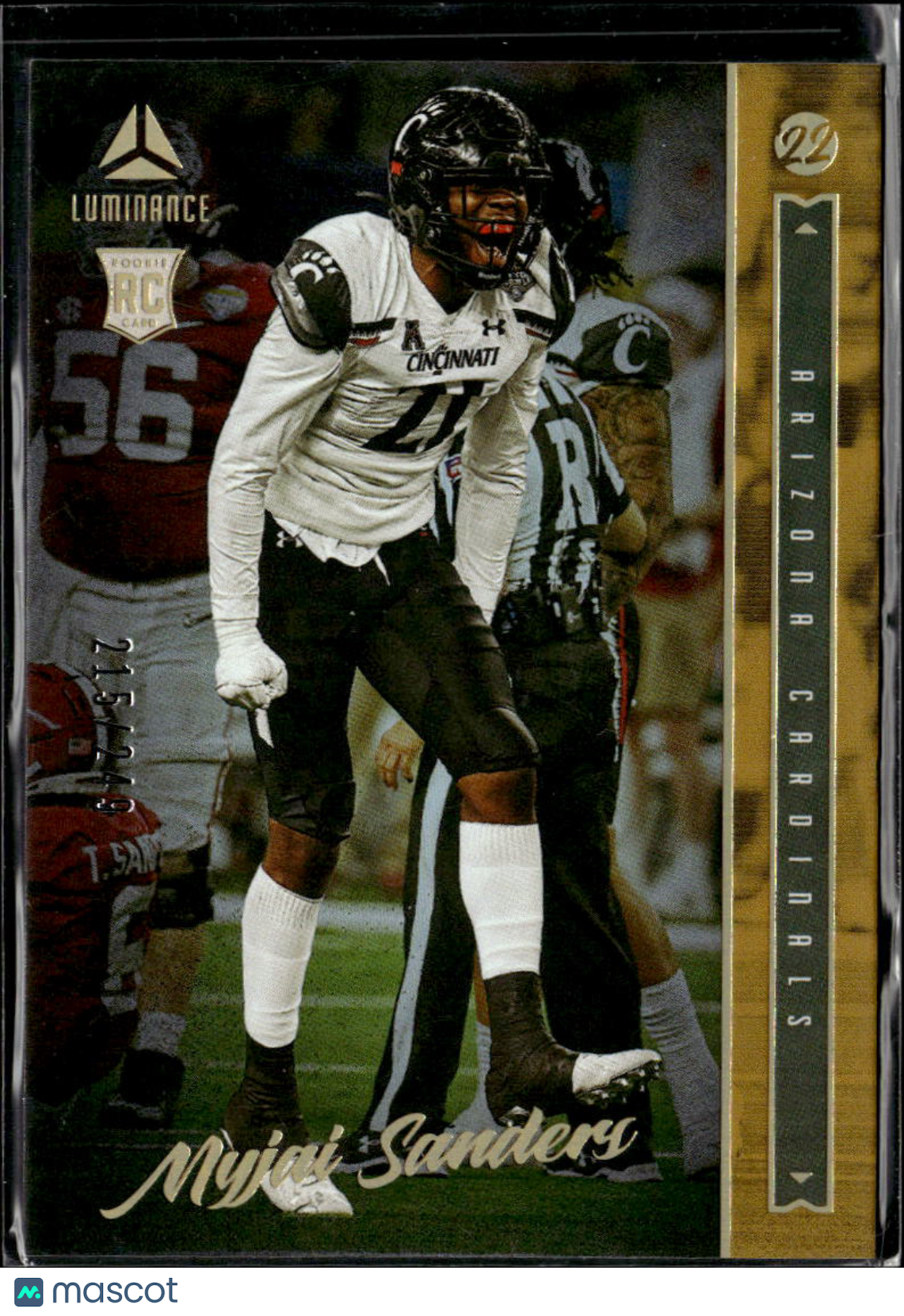 Myjai Sanders 2022 Luminance Gold Rookie RC /249 Arizona Cardinals