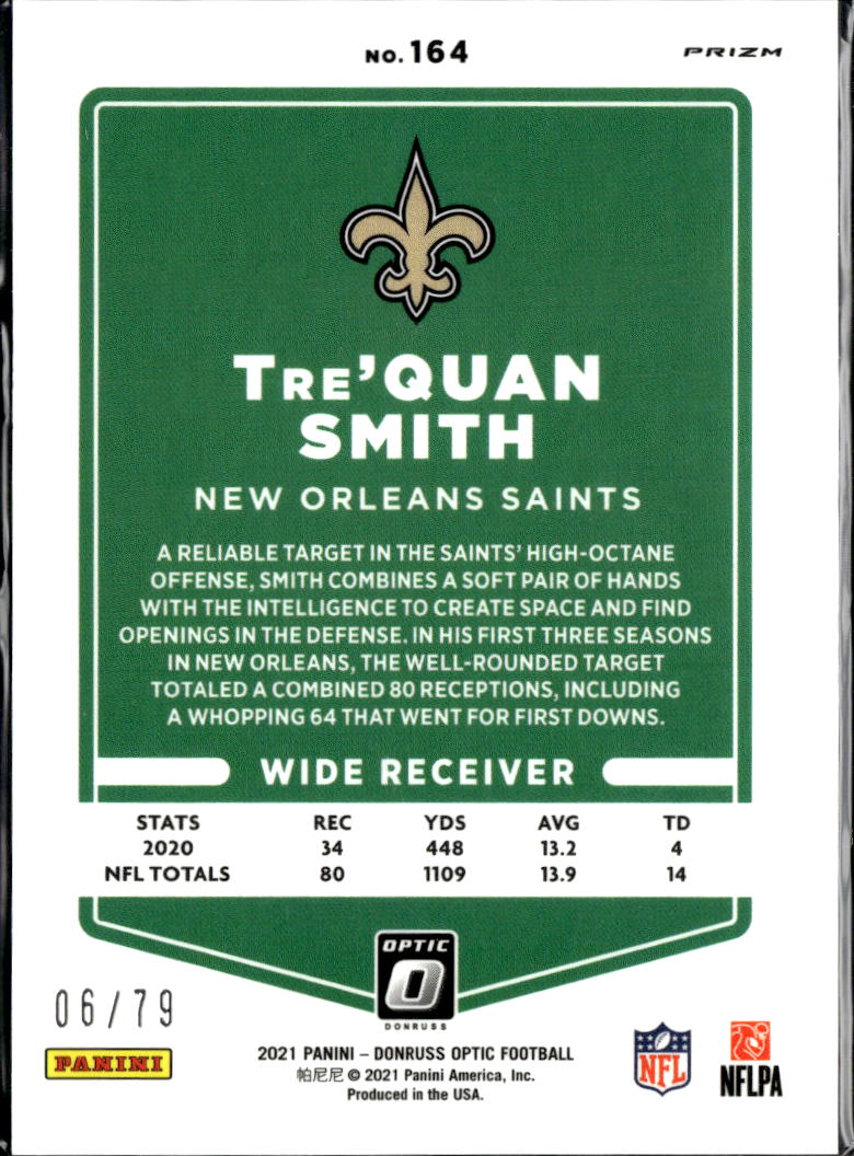Tre'Quan Smith 2021 Optic Orange Scope /79 New Orleans Saints