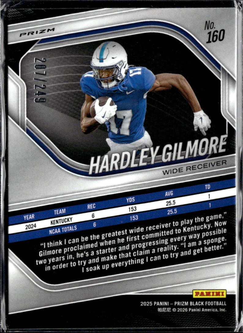Hardley Gilmore 2025 Prizm Black Shock RC /249 Kentucky Wildcats