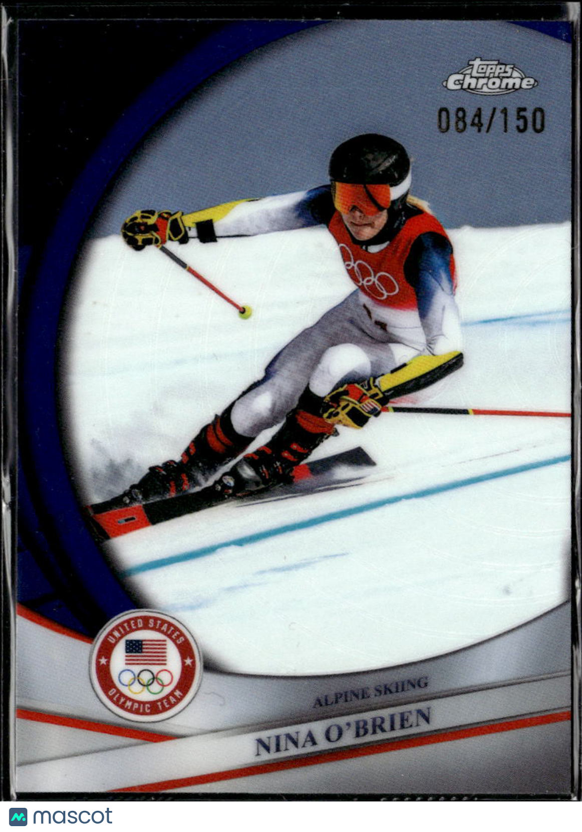 Nina O'Brien 2026 Topps Chrome Olympic Blue Refractor /150 United States