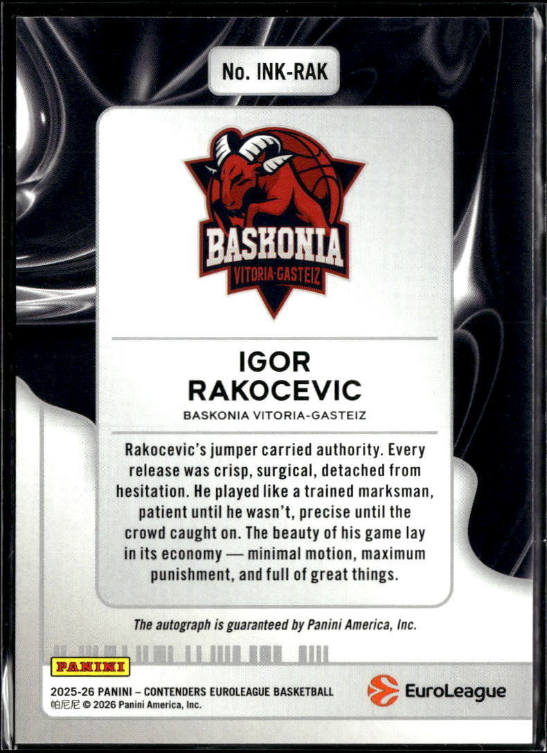 Igor Rakocevic 2026 Contenders Auto Autograph 73/99 Baskonia Vitoria-Gasteiz