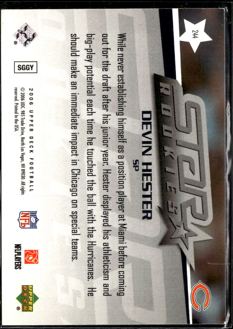 Devin Hester 2006 Upper Deck Rookie RC Chicago Bears