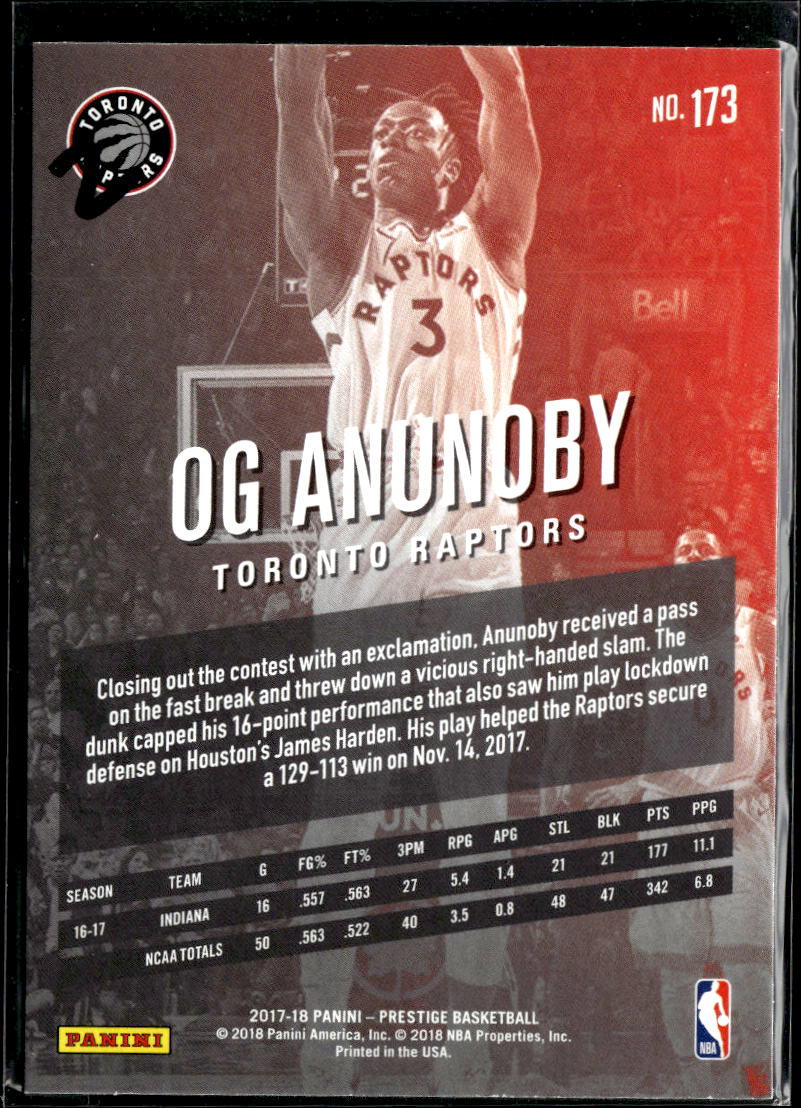 OG Anunoby 2017-18 Panini Prestige RC Rookie Toronto Raptors