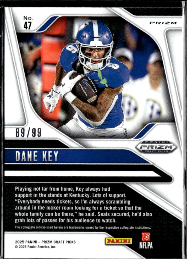 Dane Key 2025 Panini Prizm Draft Picks RC Purple /99 Kentucky Wildcats