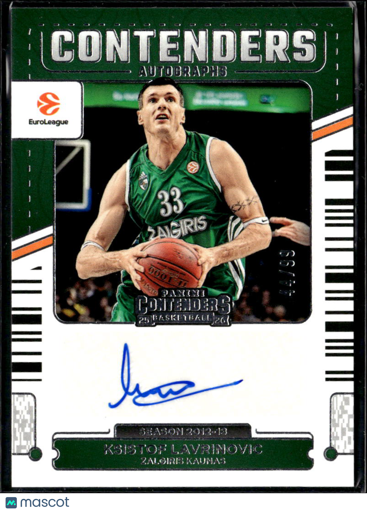 Ksistof Lavrinovic 2026 Contenders EuroLeague Auto Autograph /99 Zalgiris Kaunas