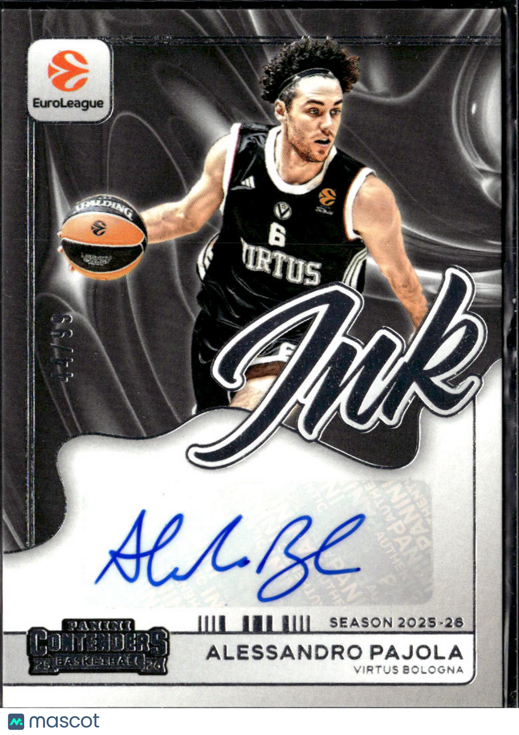 Alessandro Pajola 2026 Contenders EuroLeague Auto Autograph /99 Virtus Bologna