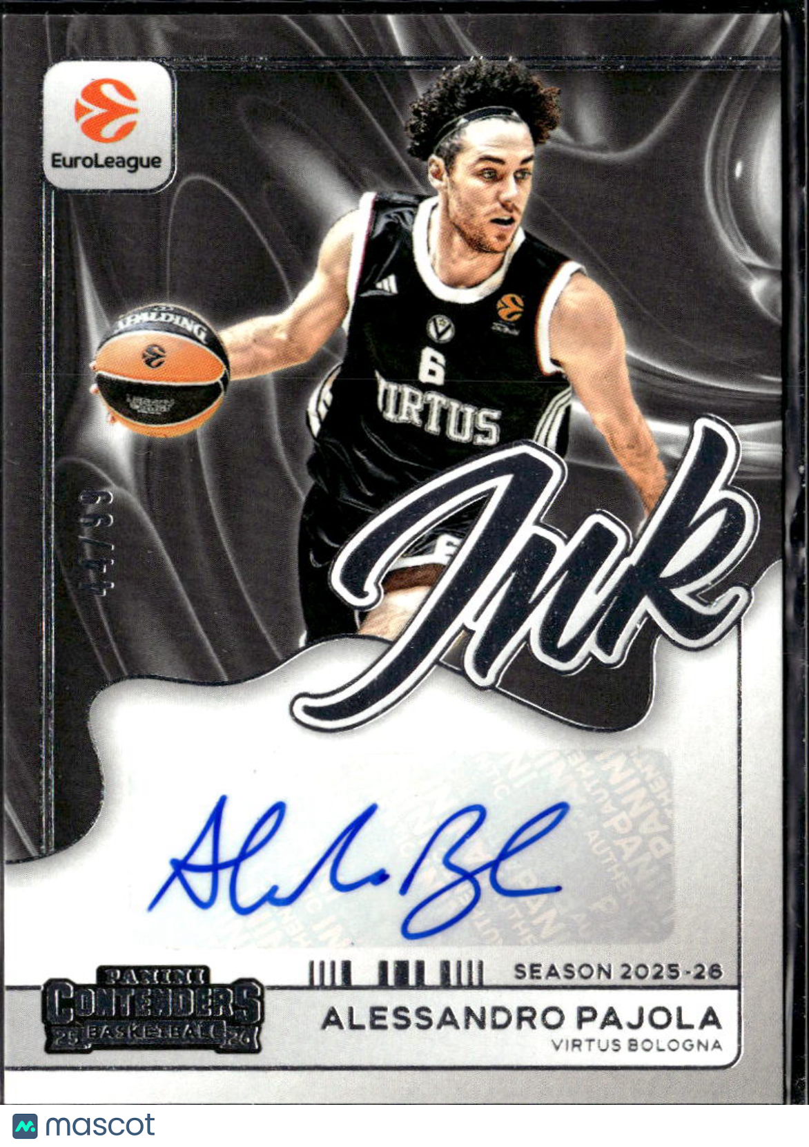 Alessandro Pajola 2026 Contenders EuroLeague Auto Autograph /99 Virtus Bologna