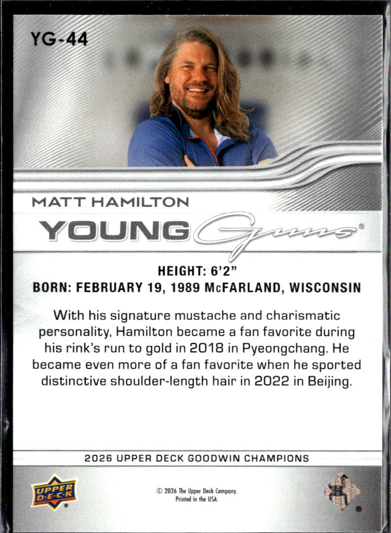 Matt Hamilton 2026 Upper Deck Goodwin Champions Young Guns RC Curling