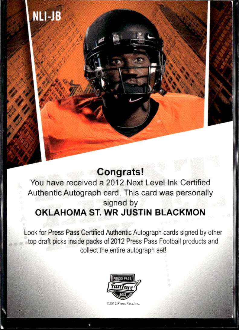 Justin Blackmon 2012 Press Pass Auto Autograph RC 35/50 Oklahoma State OSU