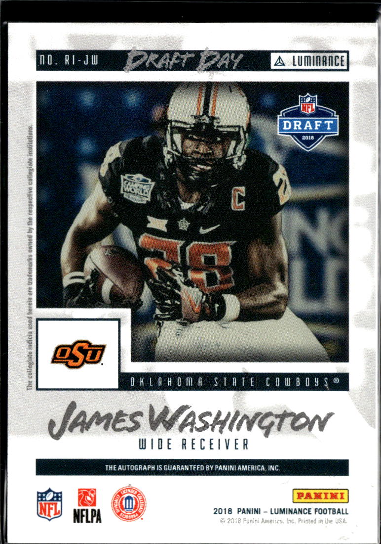 James Washington 2018 Luminance Draft Day Auto Autograph RC Oklahoma State OSU