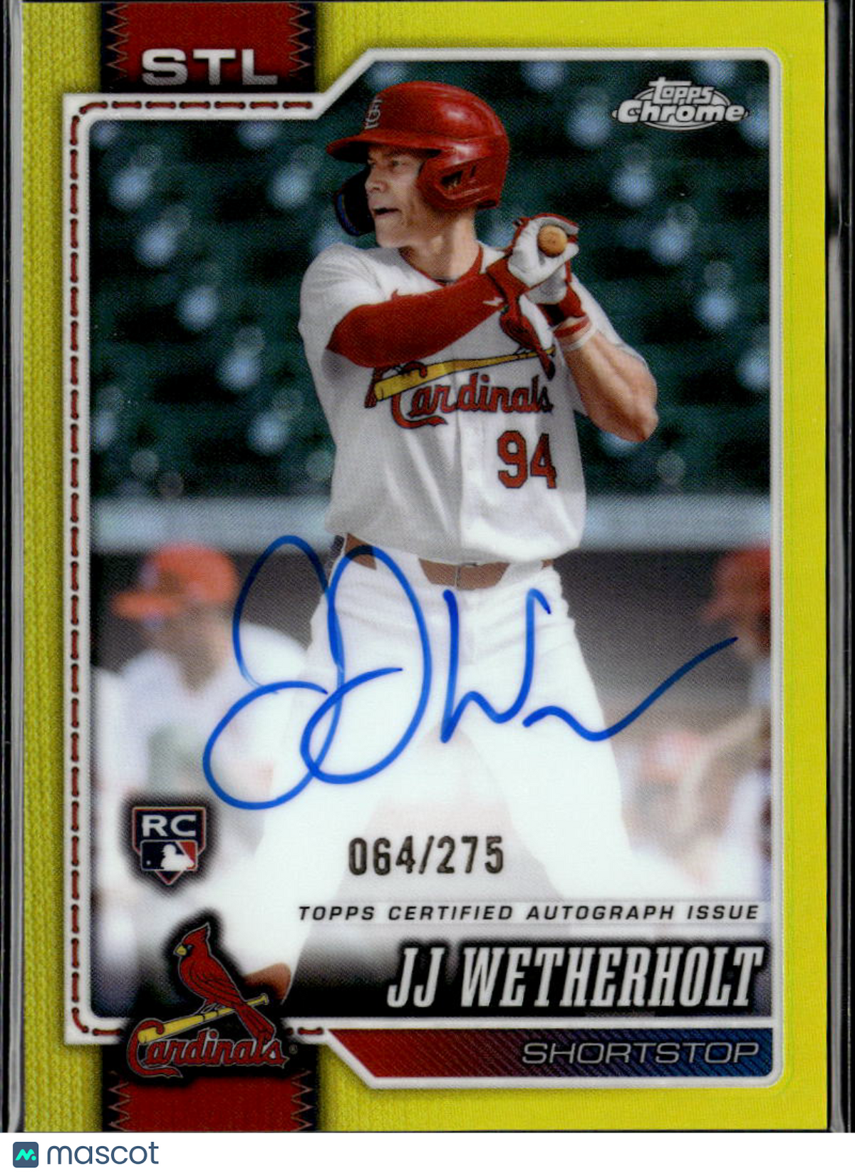 JJ Wetherholt 2026 Topps Chrome Auto Autograph RC 64/275 St. Louis Cardinals